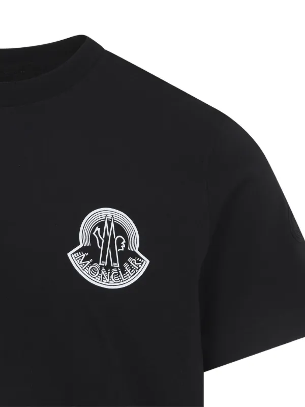 Moncler Camiseta Com Logo e Estampa Contrastante | Preto | FARFETCH BR