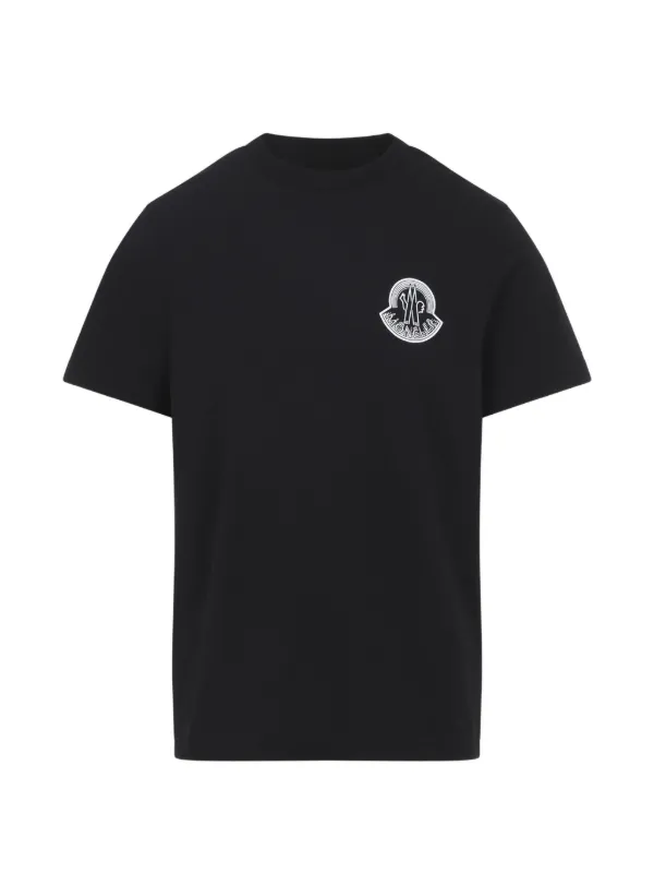 moncler T-シャツ Moncler Camiseta Com Logo e Estampa Contrastante | Preto | FARFETCH BR