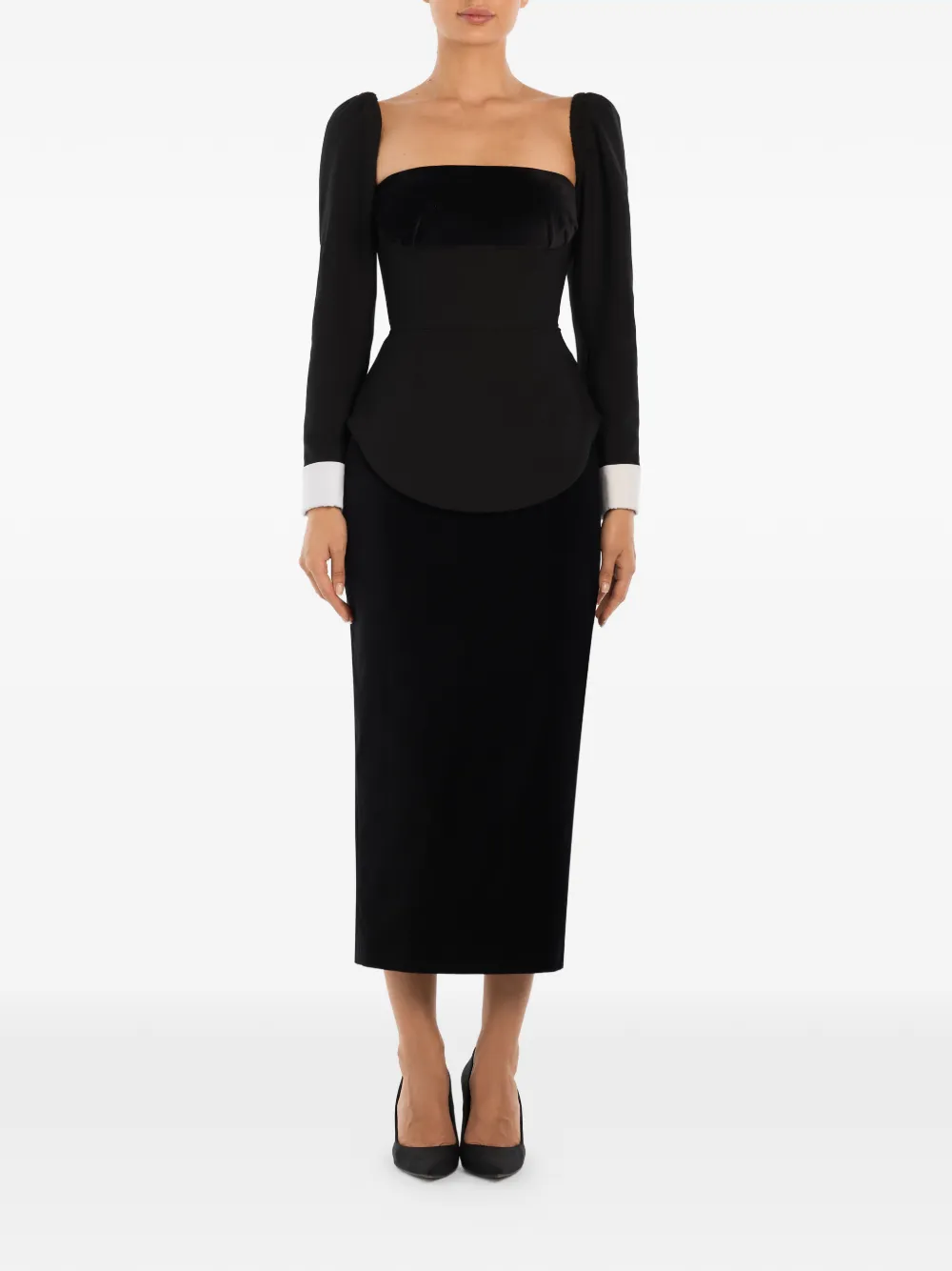  Post Meridiem Velvet Long-sleeve Top - Black 