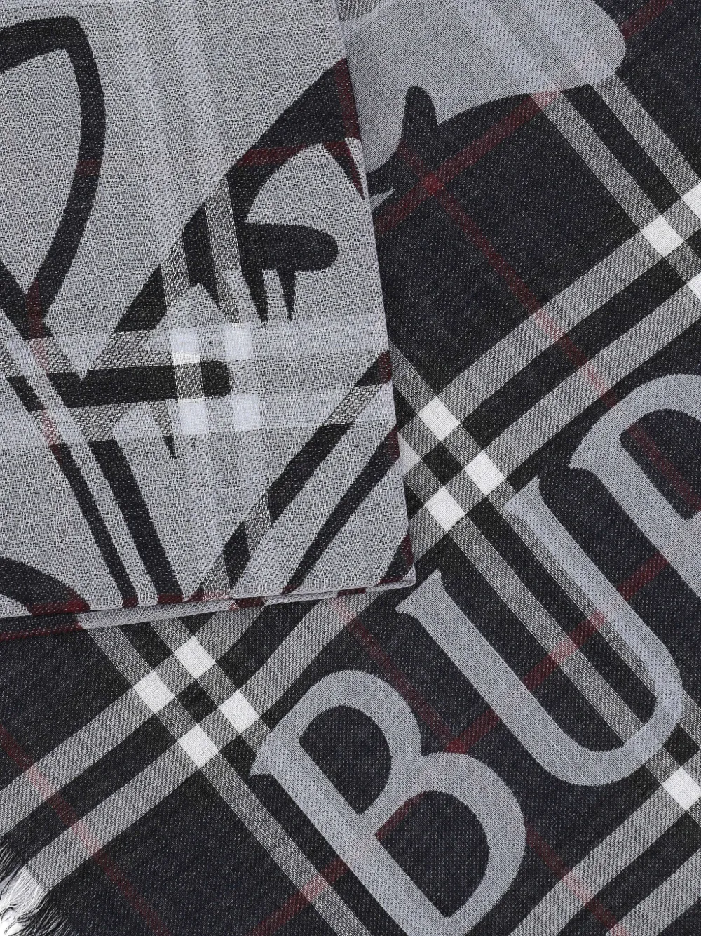  Burberry Check Fringed Scarf - Blue 
