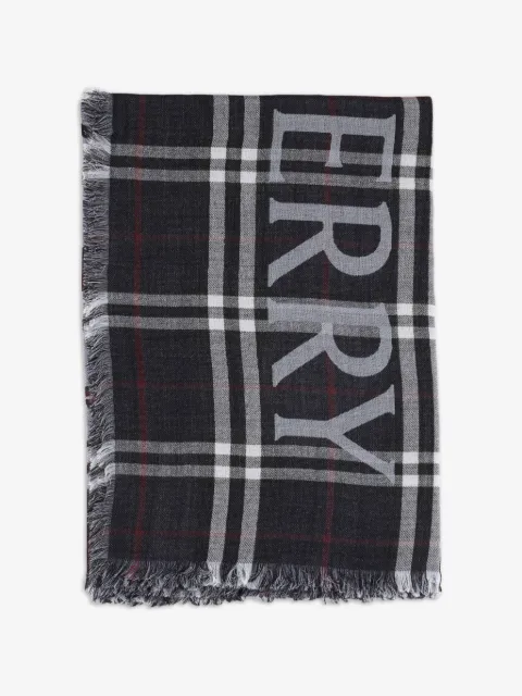 Burberry wide Knight Check wool silk scarf