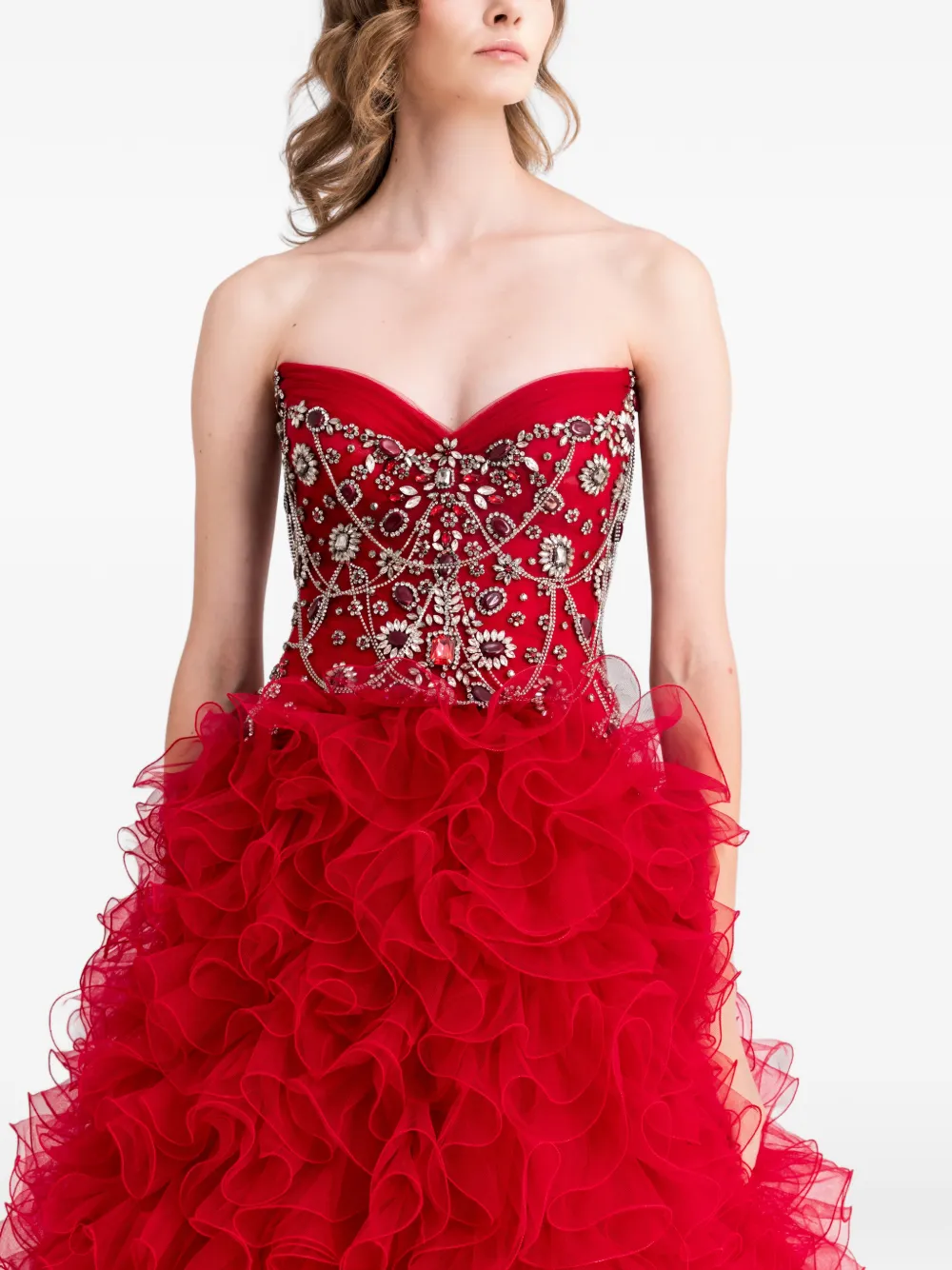 Gemy Maalouf Strapless maxi-jurk met korset-design Rood