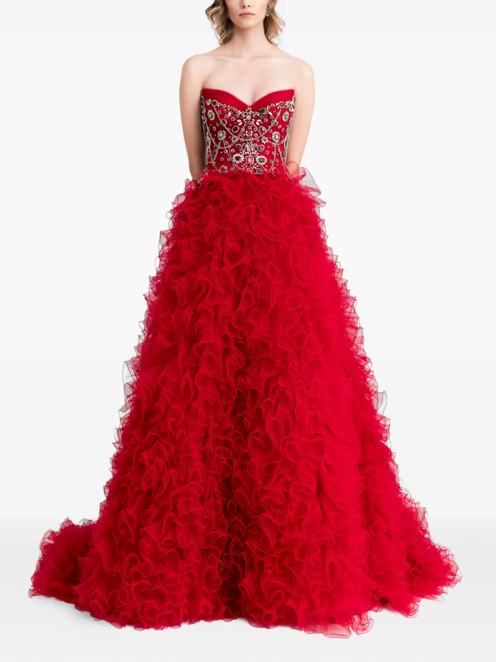 Gemy Maalouf Strapless maxi-jurk met korset-design Rood