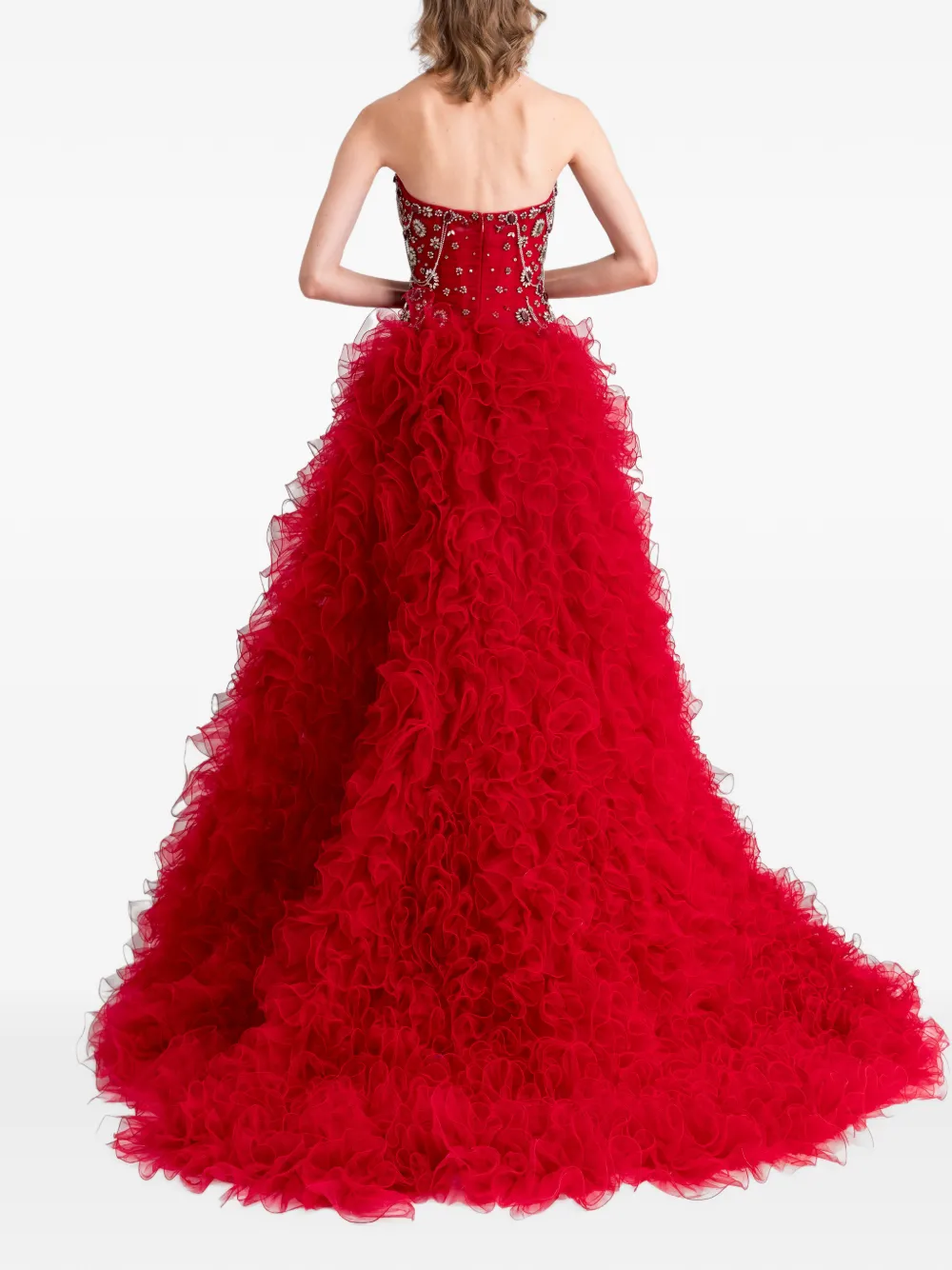 Gemy Maalouf Strapless maxi-jurk met korset-design Rood