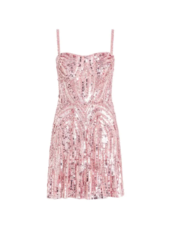 Jenny Packham Rebecca Sequin Embellished Mini Dress in Pink