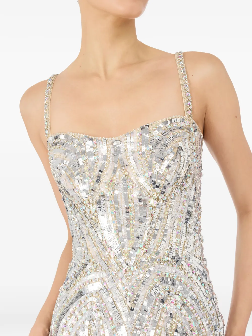 Jenny Packham Jurk met structuur en verfraaid met kristallen Zilver