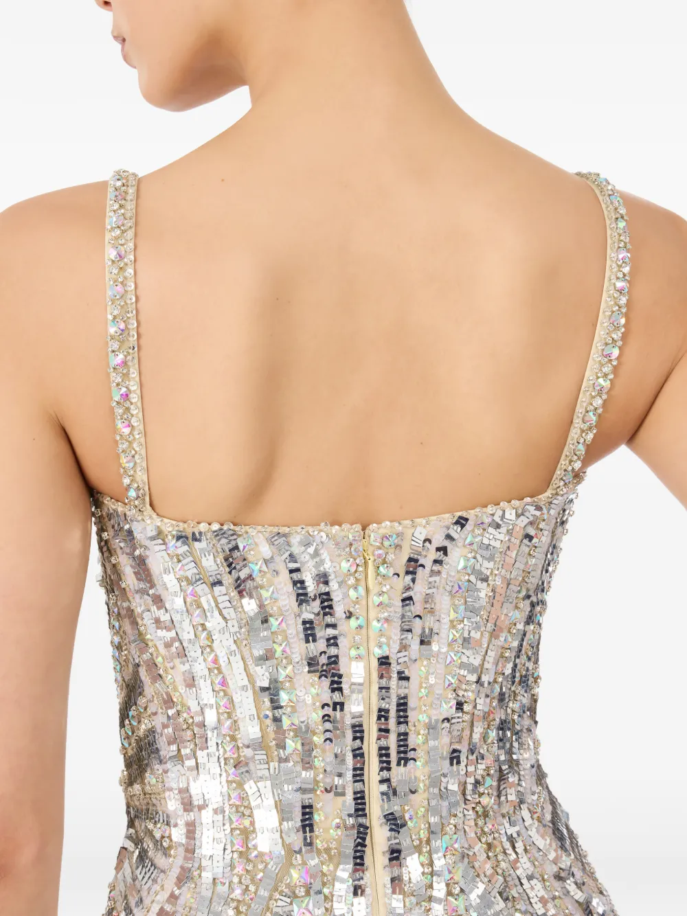 Jenny Packham Jurk met structuur en verfraaid met kristallen Zilver