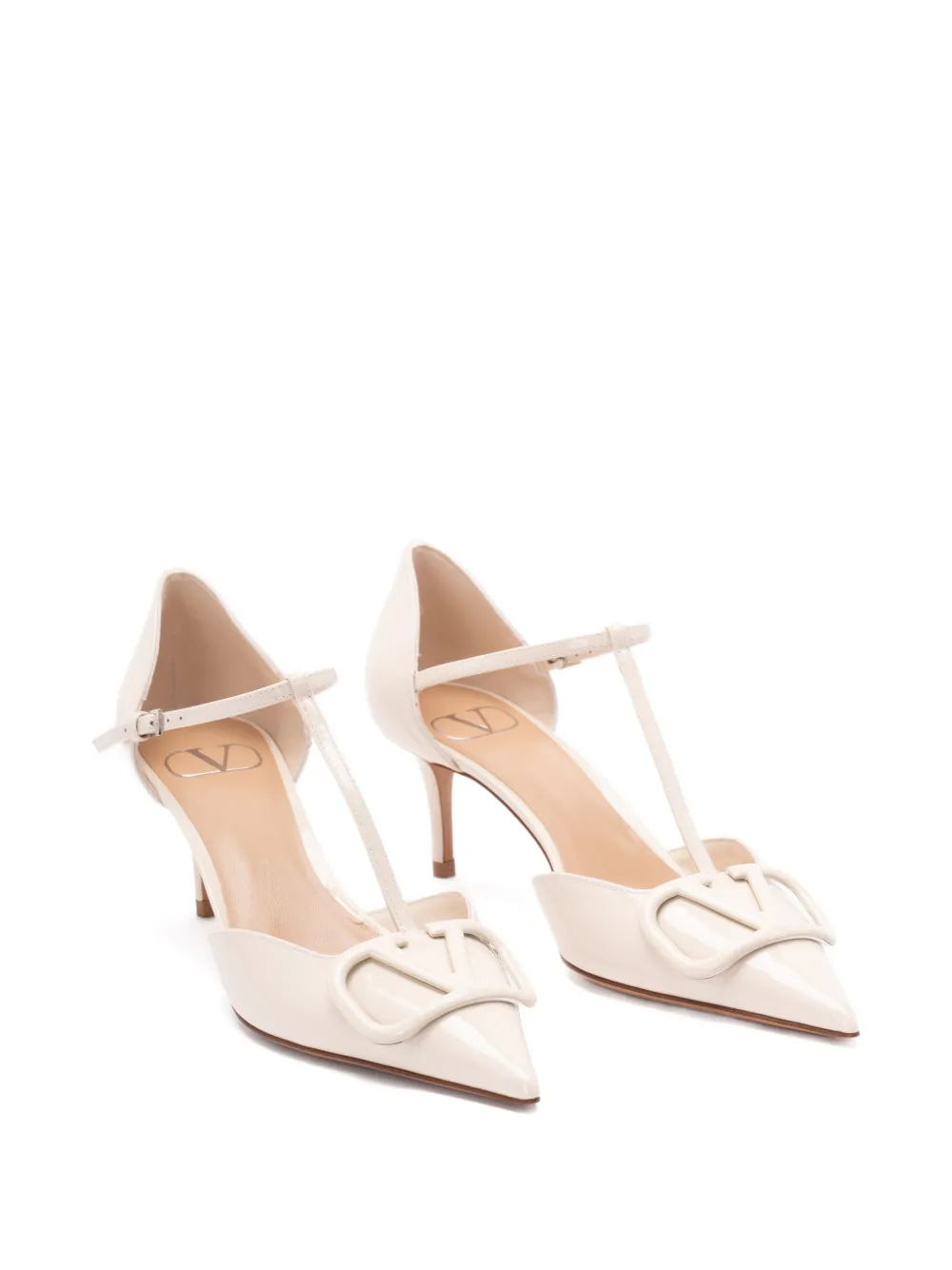 Valentino Garavani logo-detail heeled pumps Beige