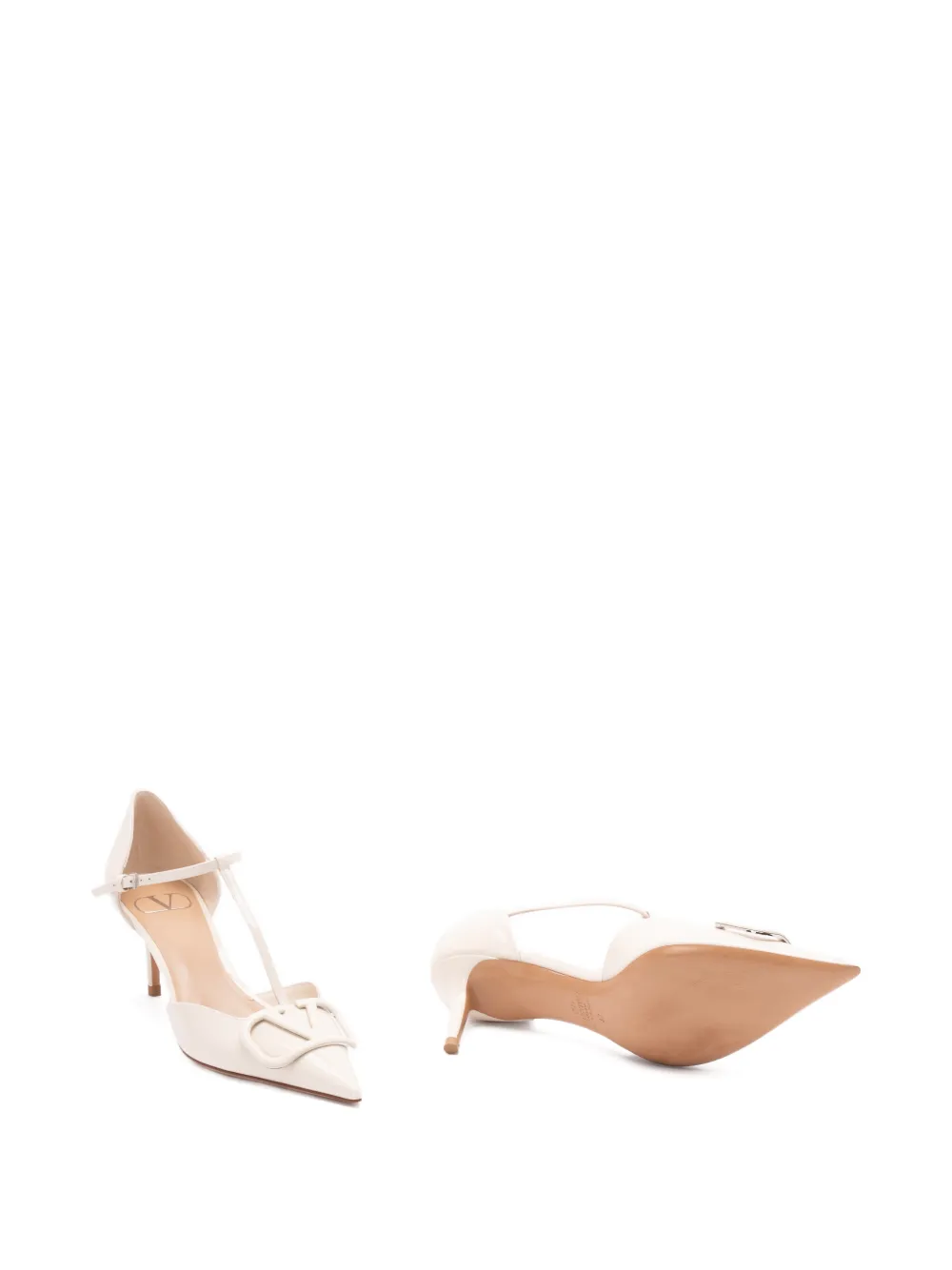 Valentino Garavani logo-detail heeled pumps Beige