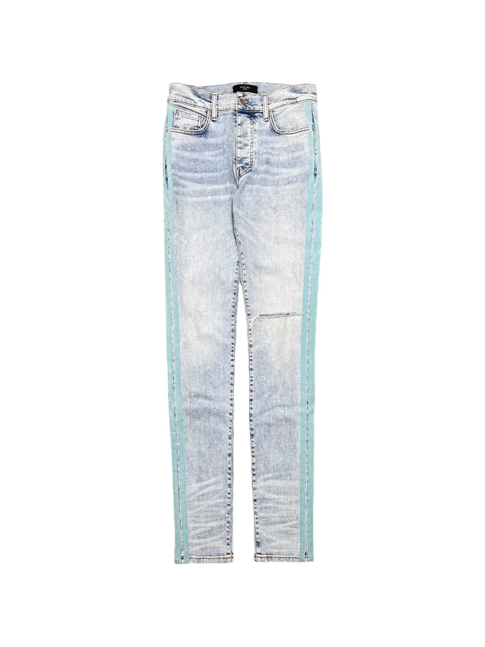 AMIRI flocked-stripes straight-leg jeans - Blu