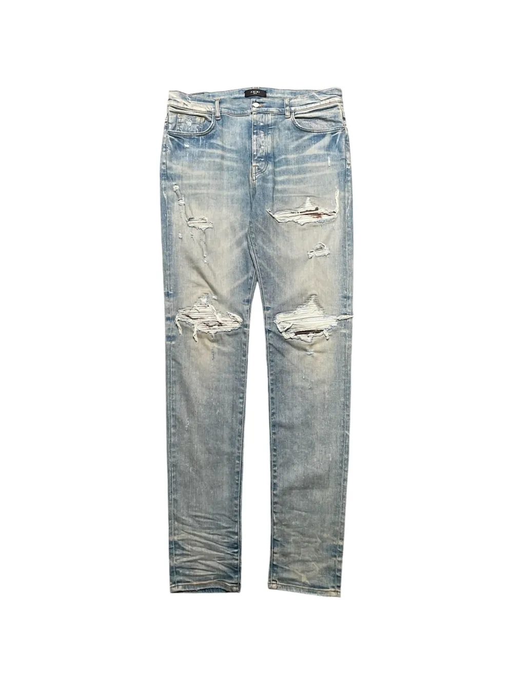 AMIRI MX1 marble-patch “Clay Indigo” jeans – Blue
