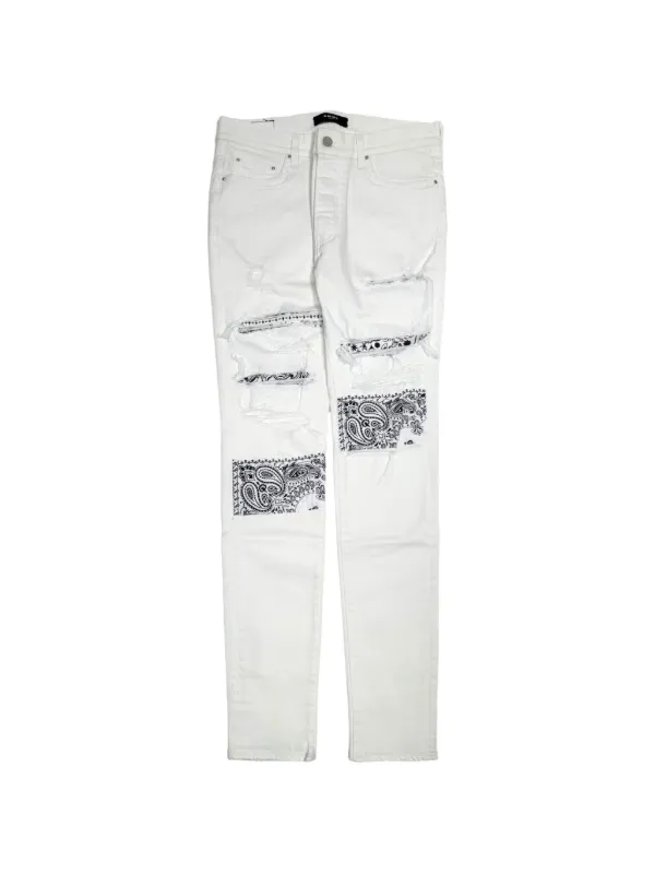 AMIRI bandana-patch Jeans | White | FARFETCH