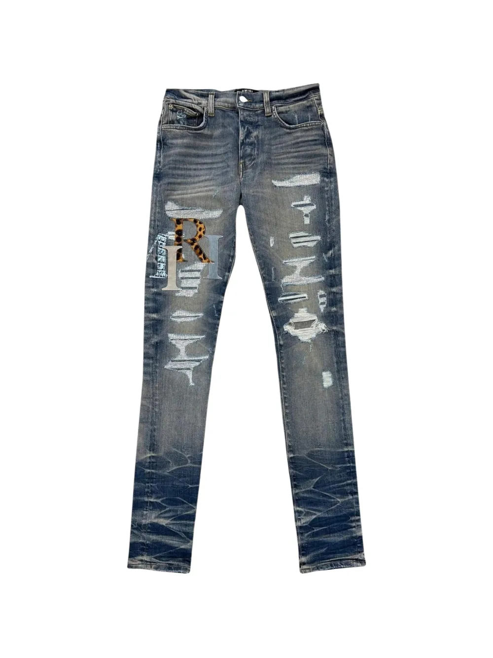 AMIRI leather logo jeans - Blu