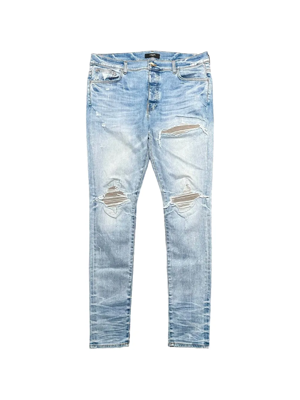 AMIRI distressed straight-leg jeans - Blu