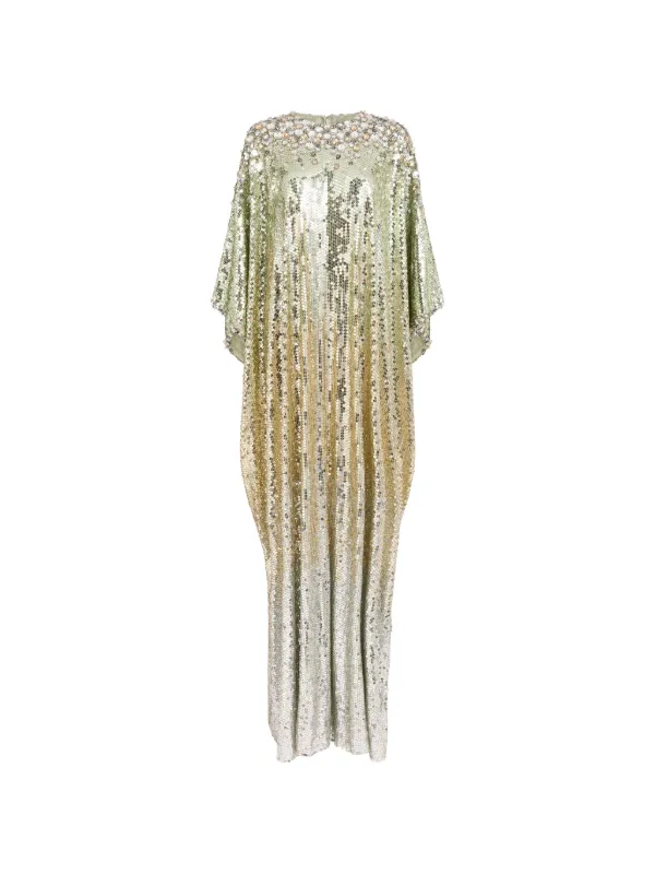 gold sequin embellished maxi dress Jenny Packham Fontaine Sequin-Embellished - Bronze sequin maxi dress with sleeves