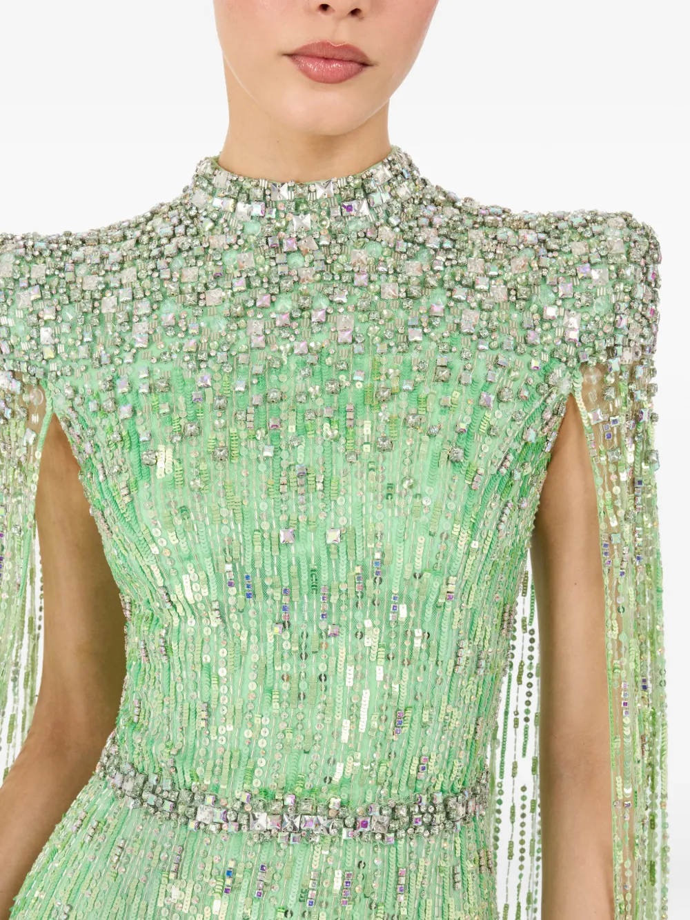 Jenny Packham Verfraaide maxi-jurk Groen