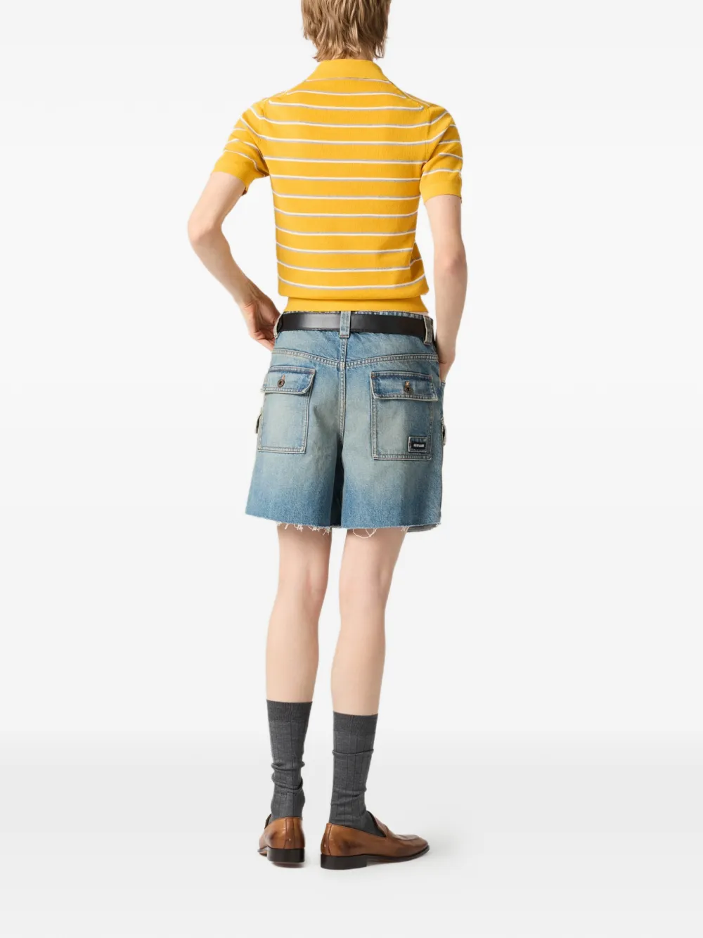Miu Denim shorts met opgestikte zak Blauw