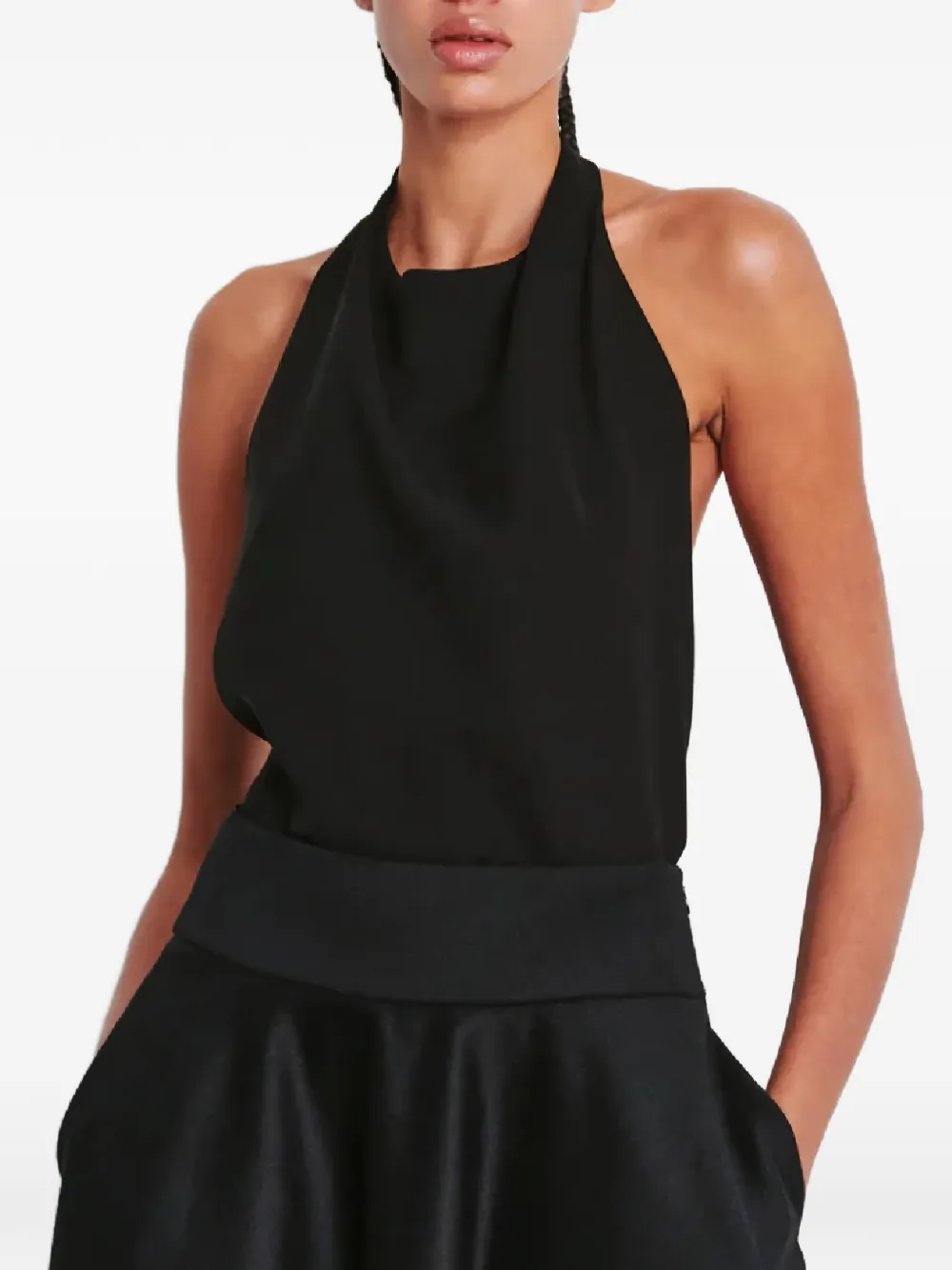 WARDROBE.NYC halter ruched silk blouse - Nero