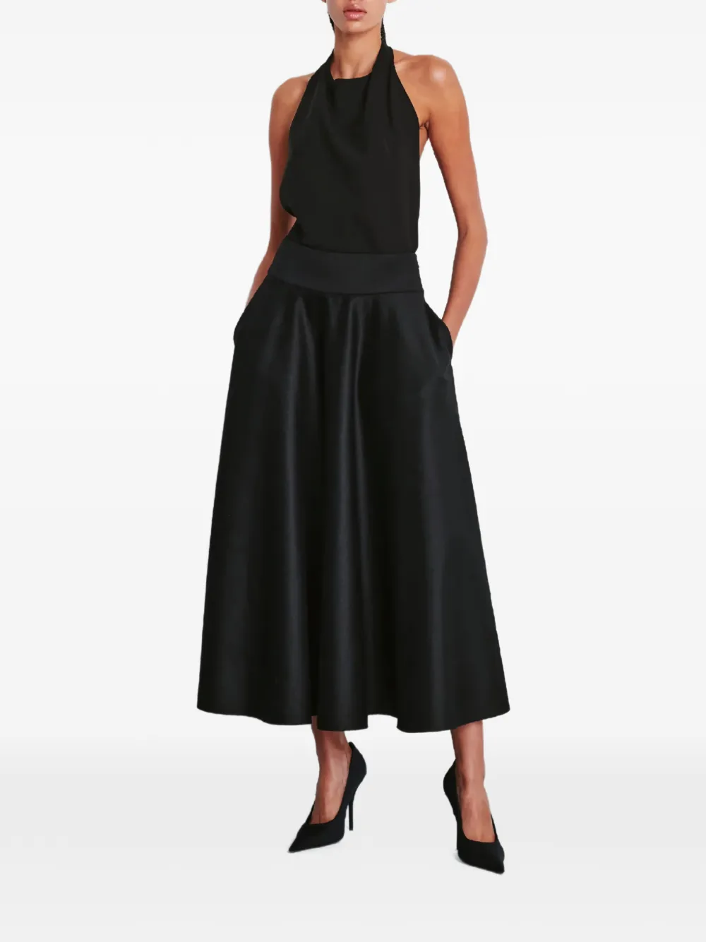 WARDROBE.NYC Zijden blouse met ruches Zwart