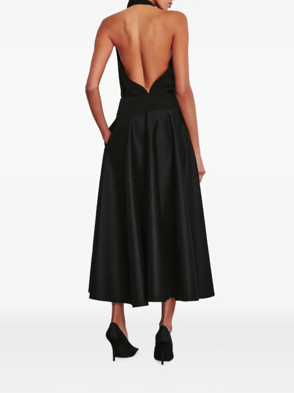 WARDROBE.NYC Zijden blouse met ruches Zwart