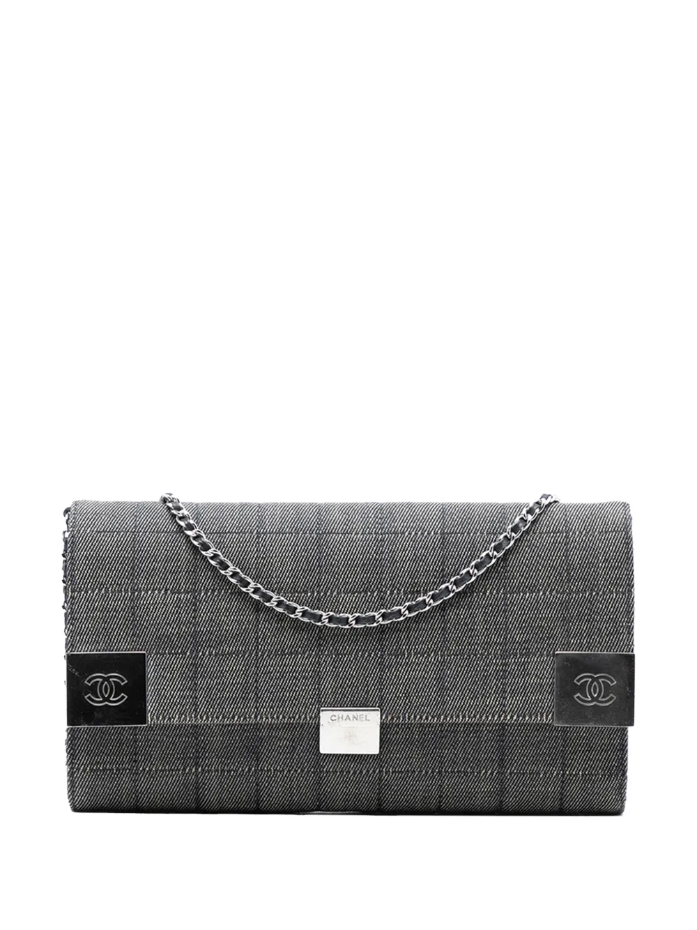 CHANEL Pre-Owned 2002-2003 CC Choco Bar Denim Chain Flap shoulder bag - Grigio