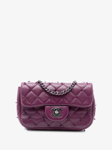 CHANEL Pre-Owned 2012-2013 Extra Mini Rectangular Lambskin Beaded Single Flap crossbody bag