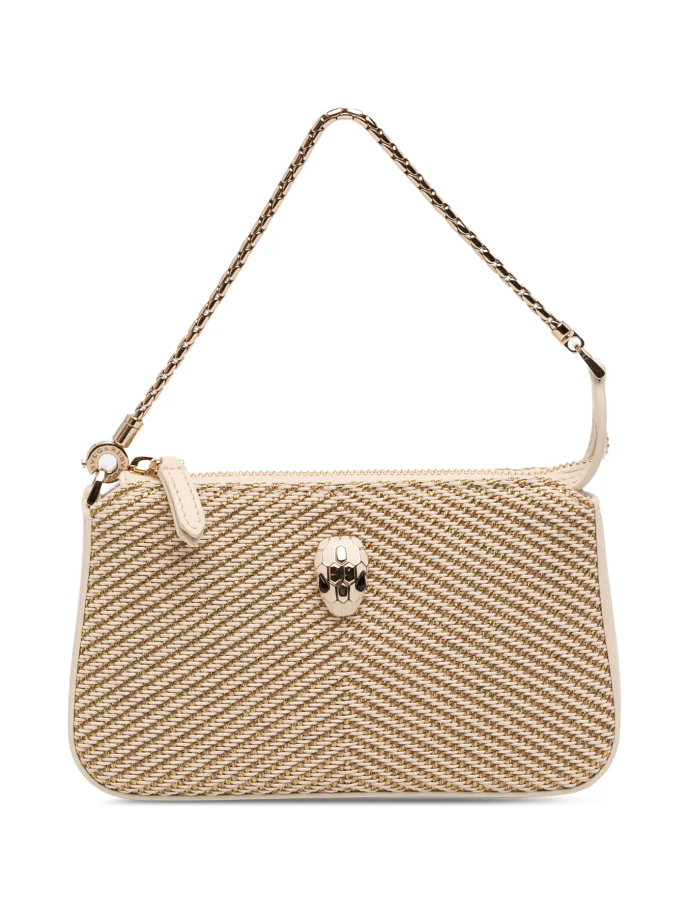 Bvlgari Pre-Owned 2021-2025 Chevron Cotton and Leather Serpenti Forever Chain handbag - Marrone