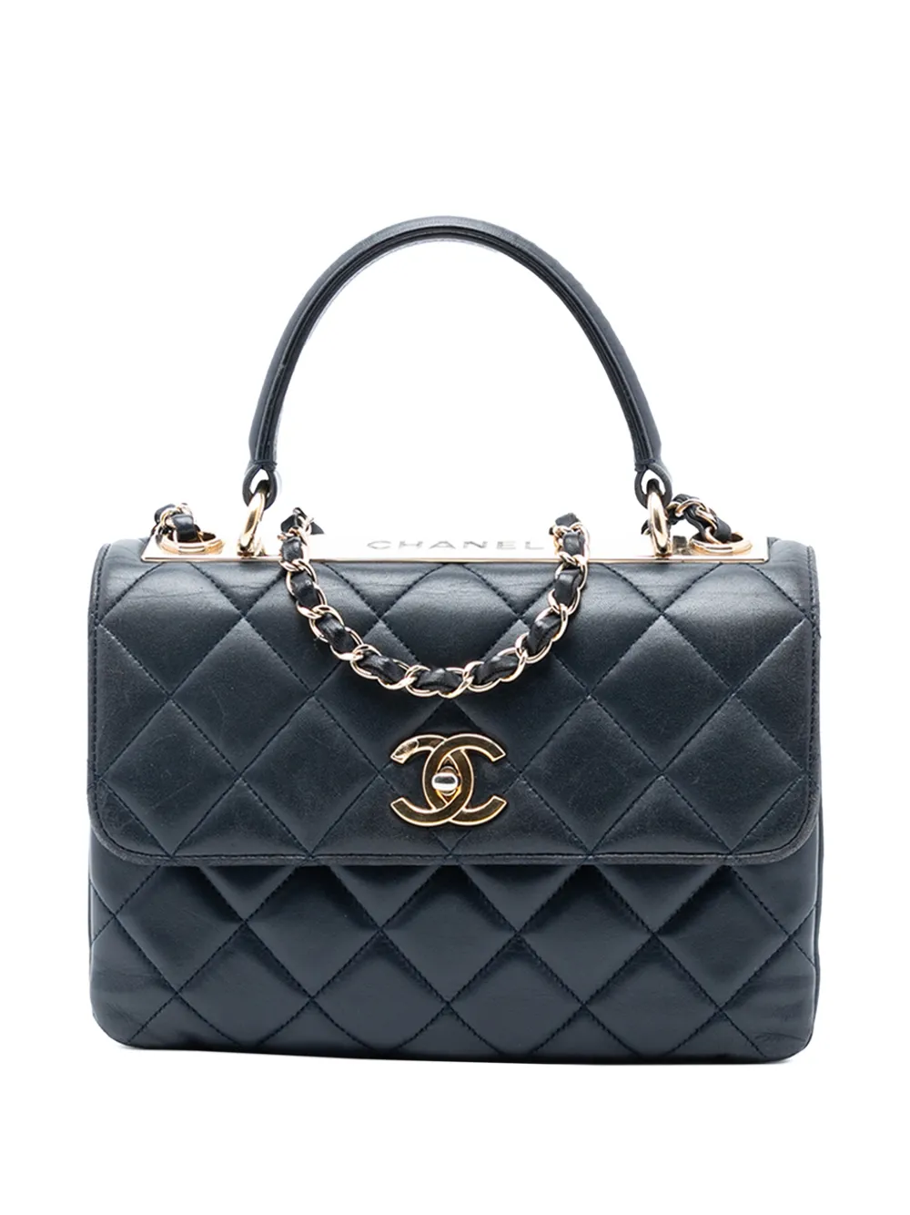 CHANEL Pre-Owned 2017-2018 Small Quilted Lambskin Trendy CC Top Handle Flap satchel - Blu