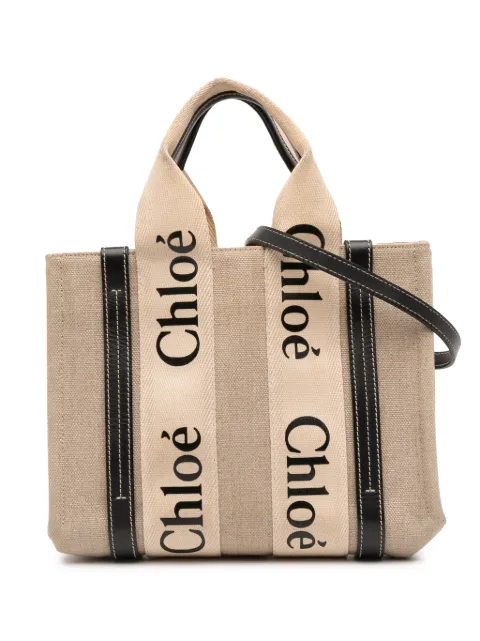 Chloé Pre-Owned bolsa satchel Woody pequeña de lona 2010-2025