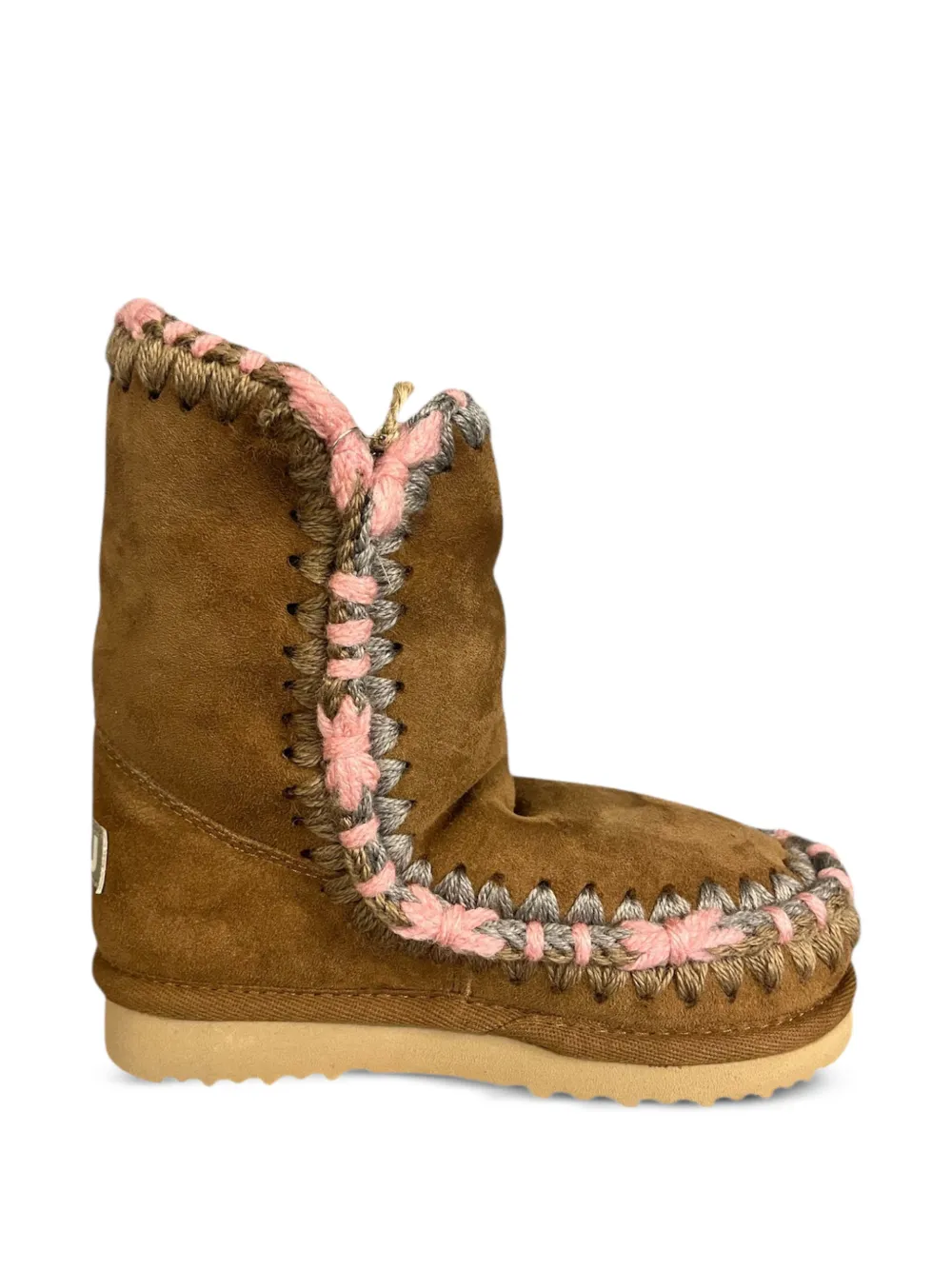 Mou Kids Eskimo Overstitching suède laarzen Bruin