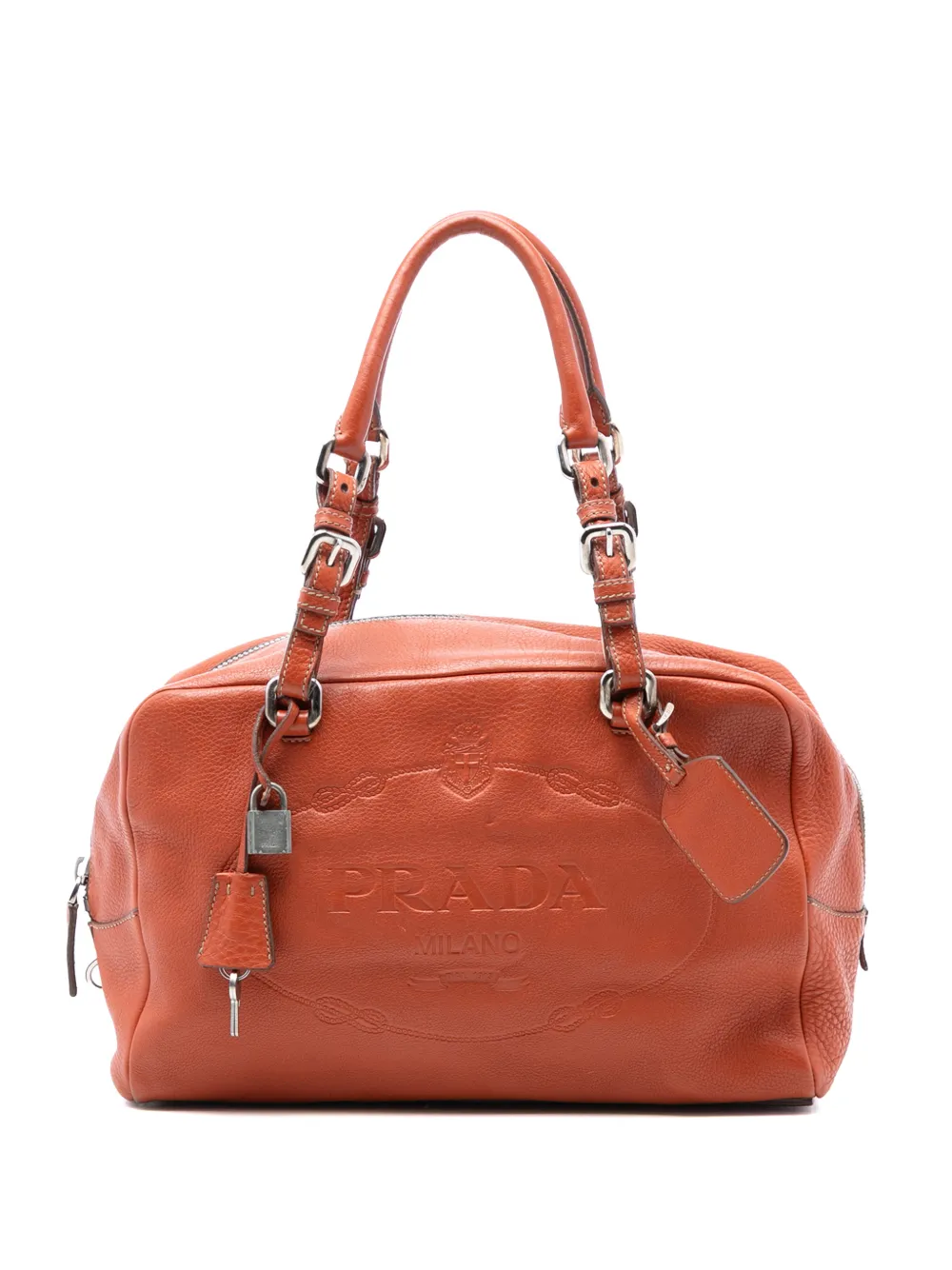 Prada Pre-Owned 2010-2025 Vitello Daino Embossed Logo Bauletto handbag - Rosso