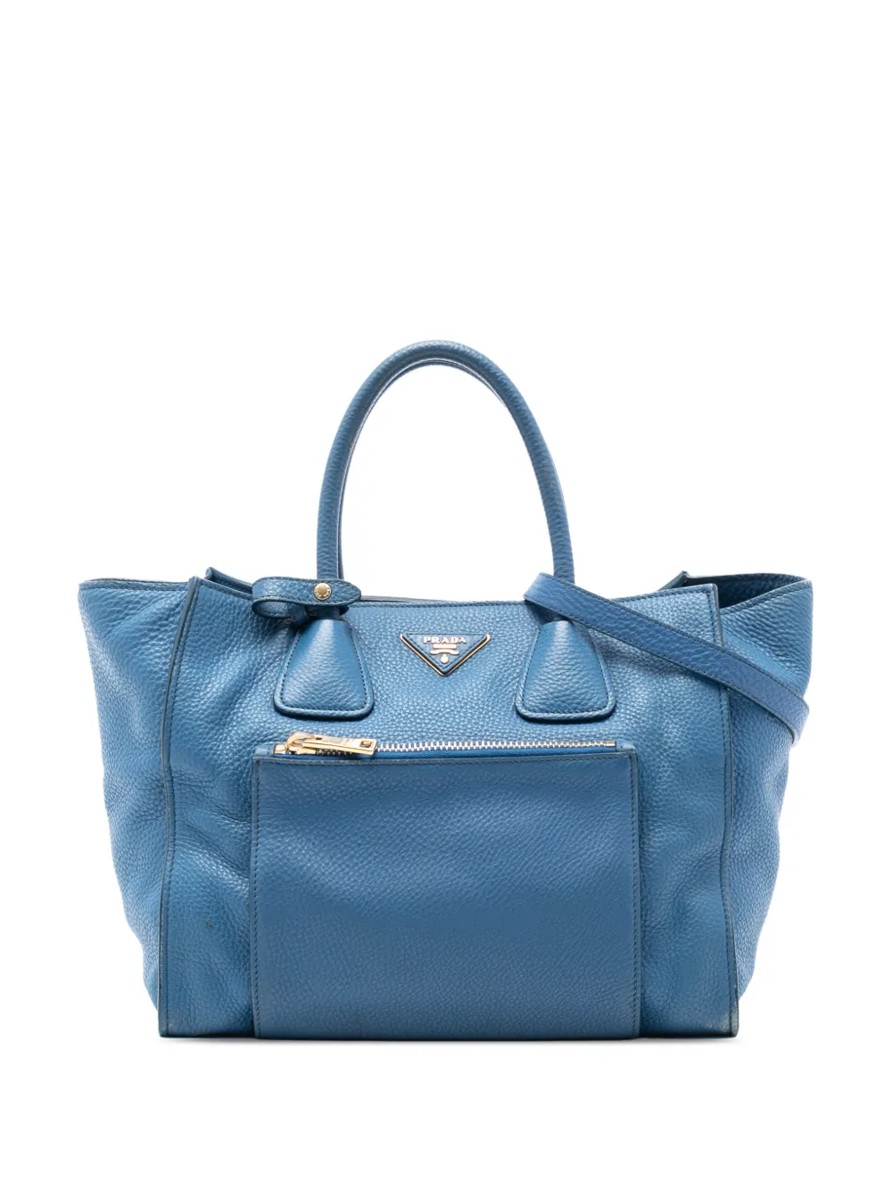Prada Pre-Owned 2000-2025 Vitello Daino Front Pocket Open Convertible Tote satchel - Blu