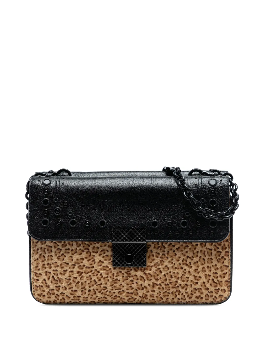 Bottega Veneta Pre-Owned 2012-2025 Leopard Print Pony Hair Glass shoulder bag - Marrone