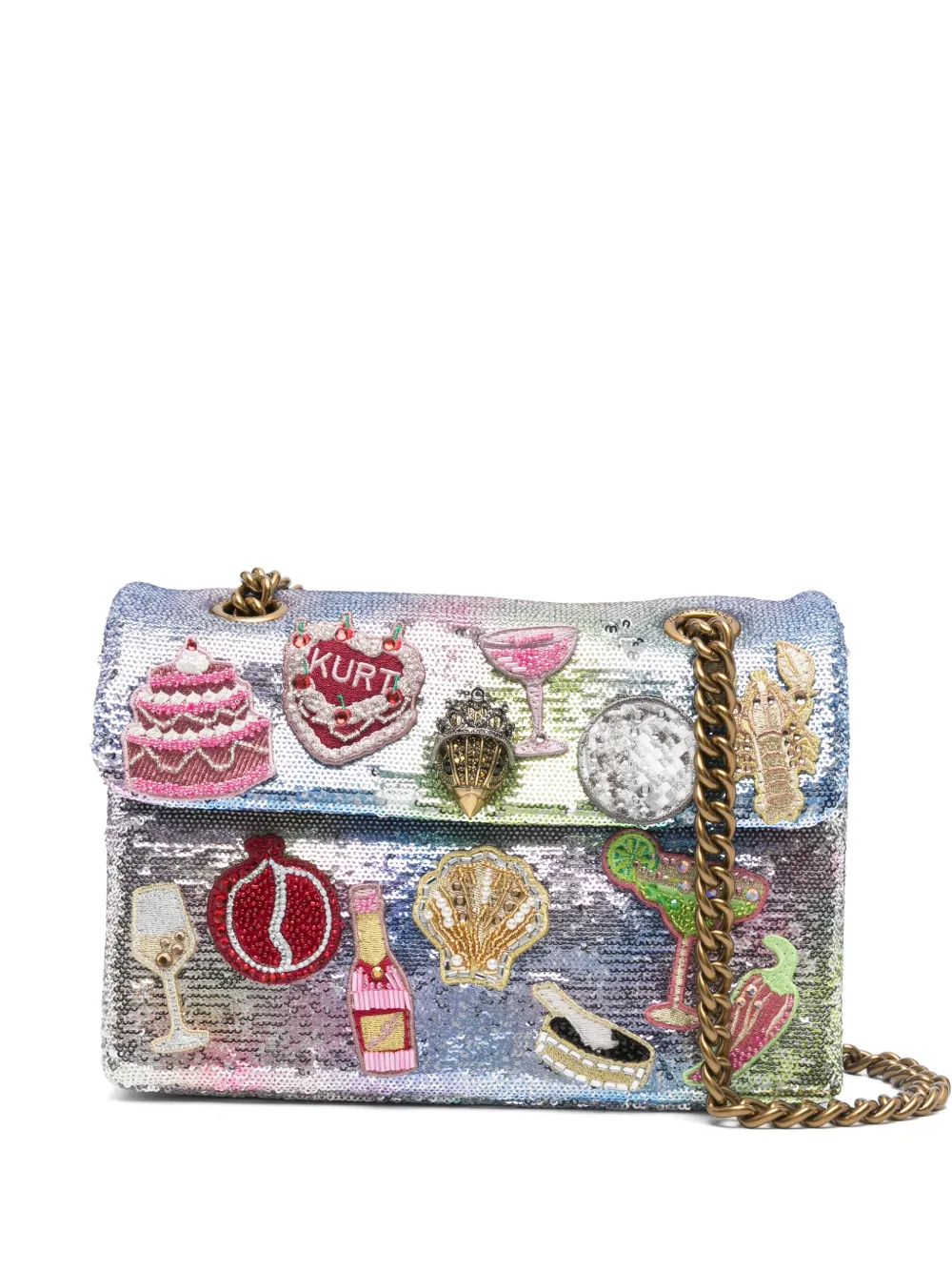 Kurt Geiger London Kensington sequin-embellished shoulder bag - Argento