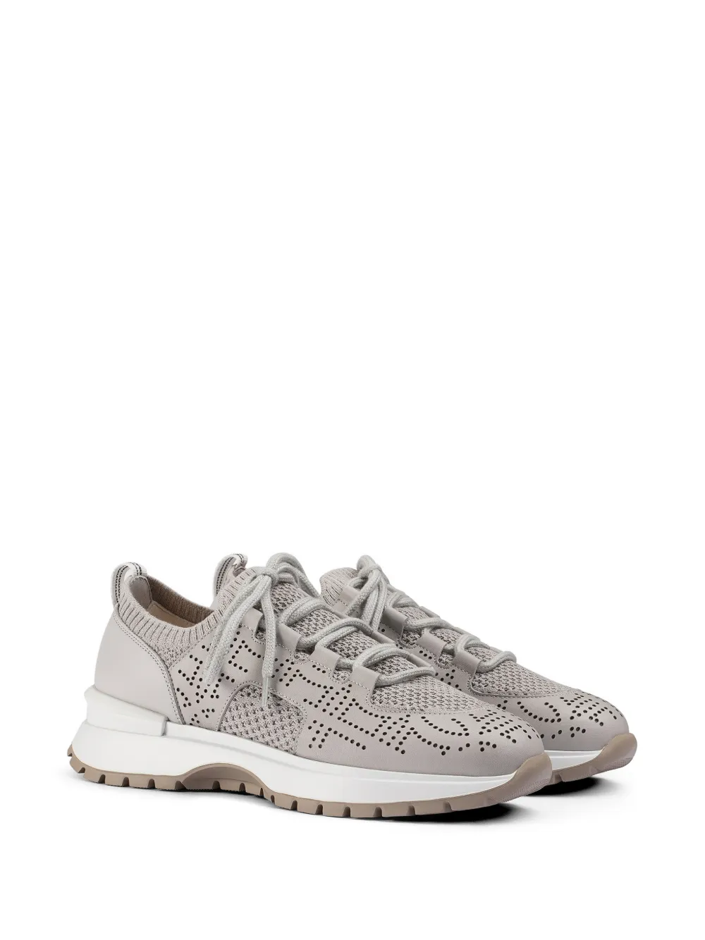 Doucal's openwork leather sneakers Grijs