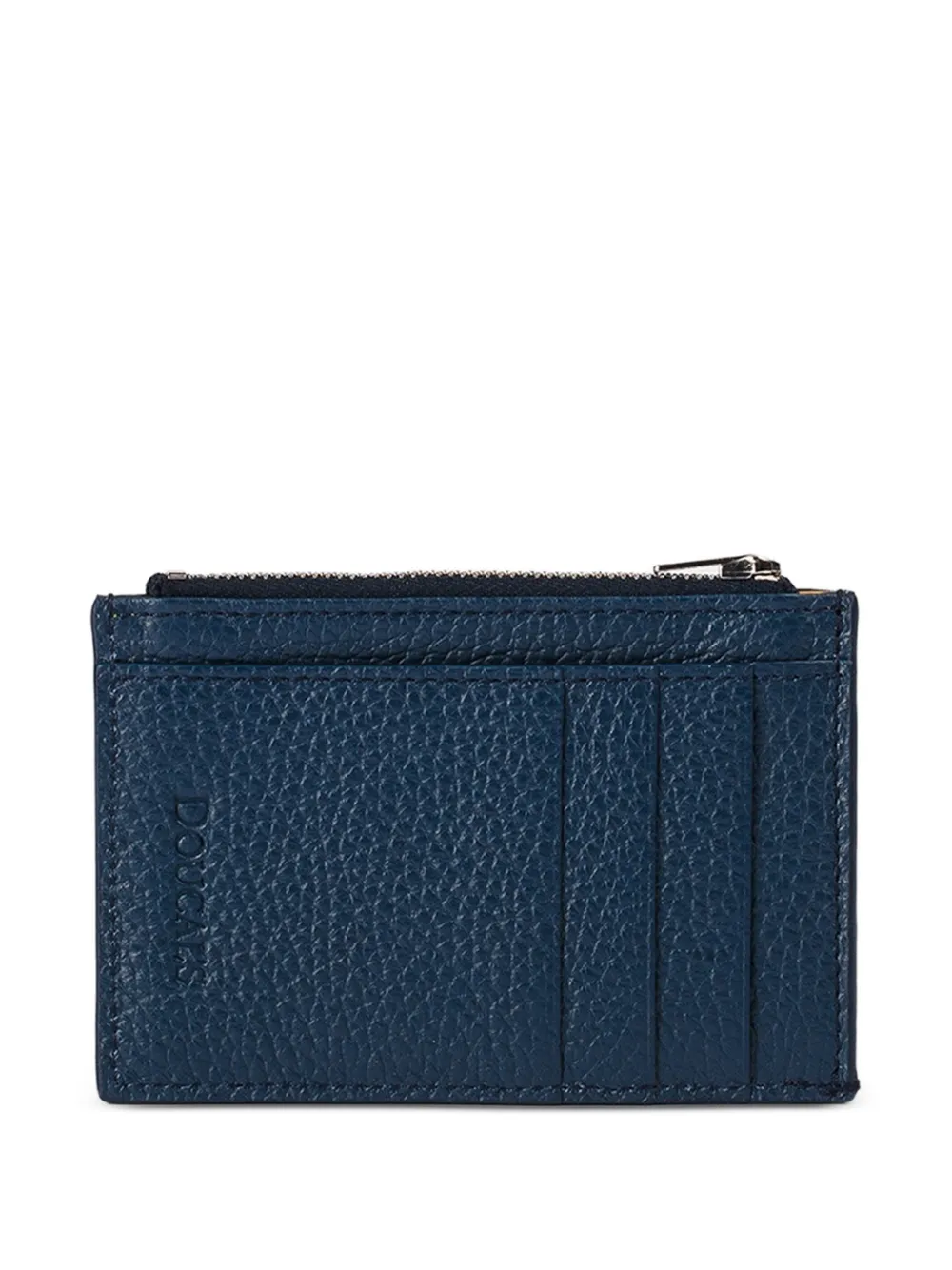 Doucal's tumbled leather zip card holder - Blu