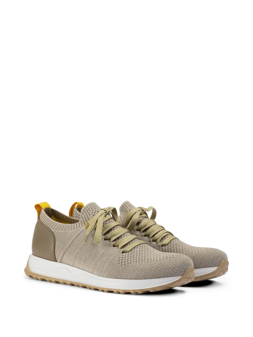 Doucal's knitted leather sneakers Beige