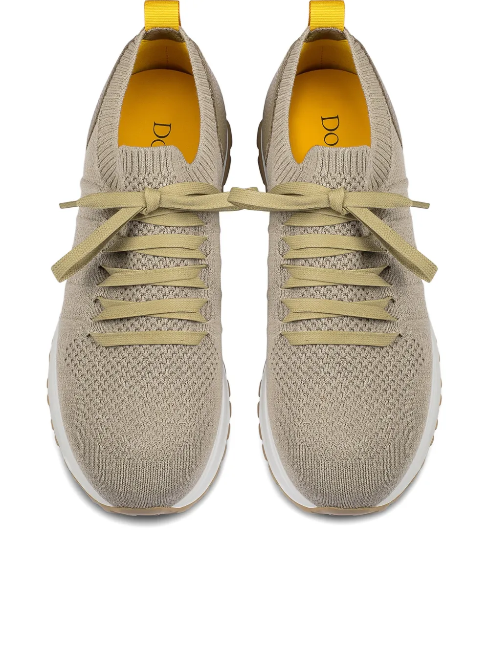Doucal's knitted leather sneakers Beige