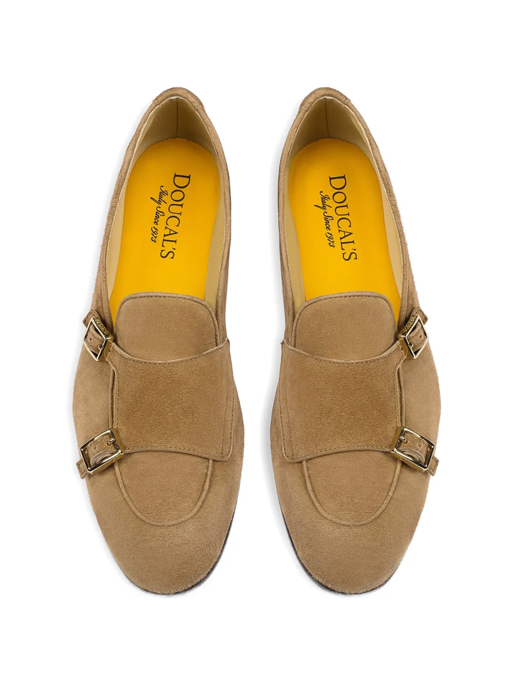 Doucal's Teddy suede double-buckle loafers Beige