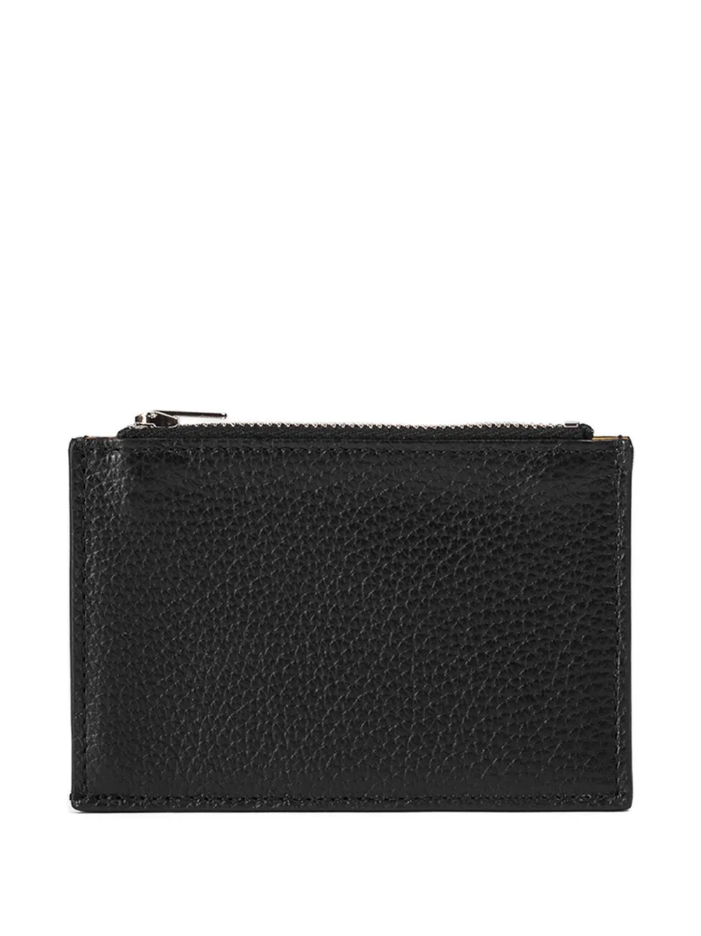 Doucal's tumbled leather zip card holder - Nero
