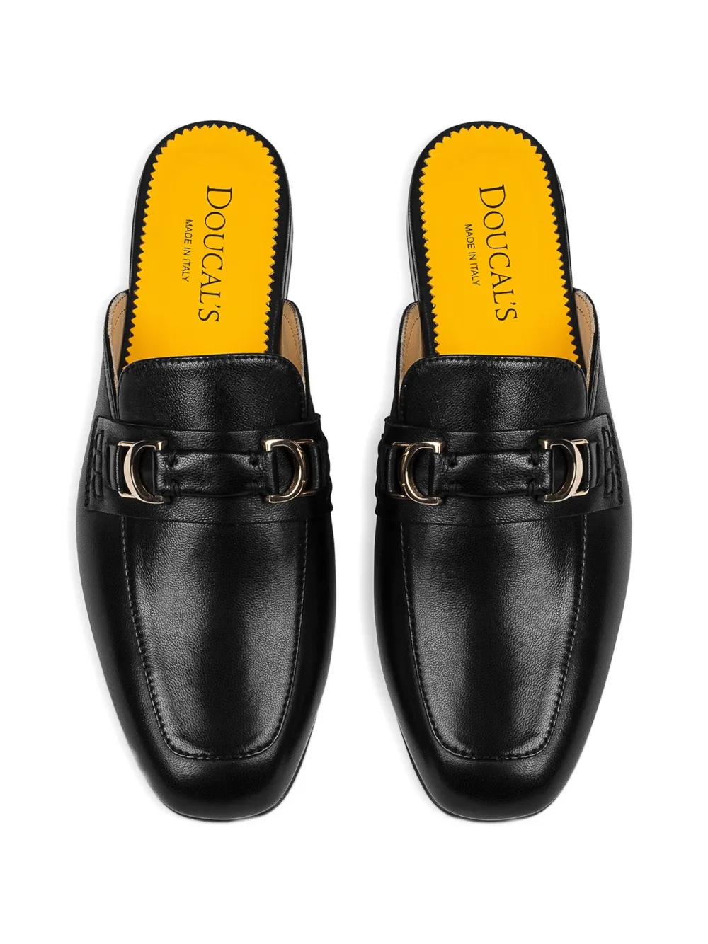 Doucal's metal-detail leather mule Zwart