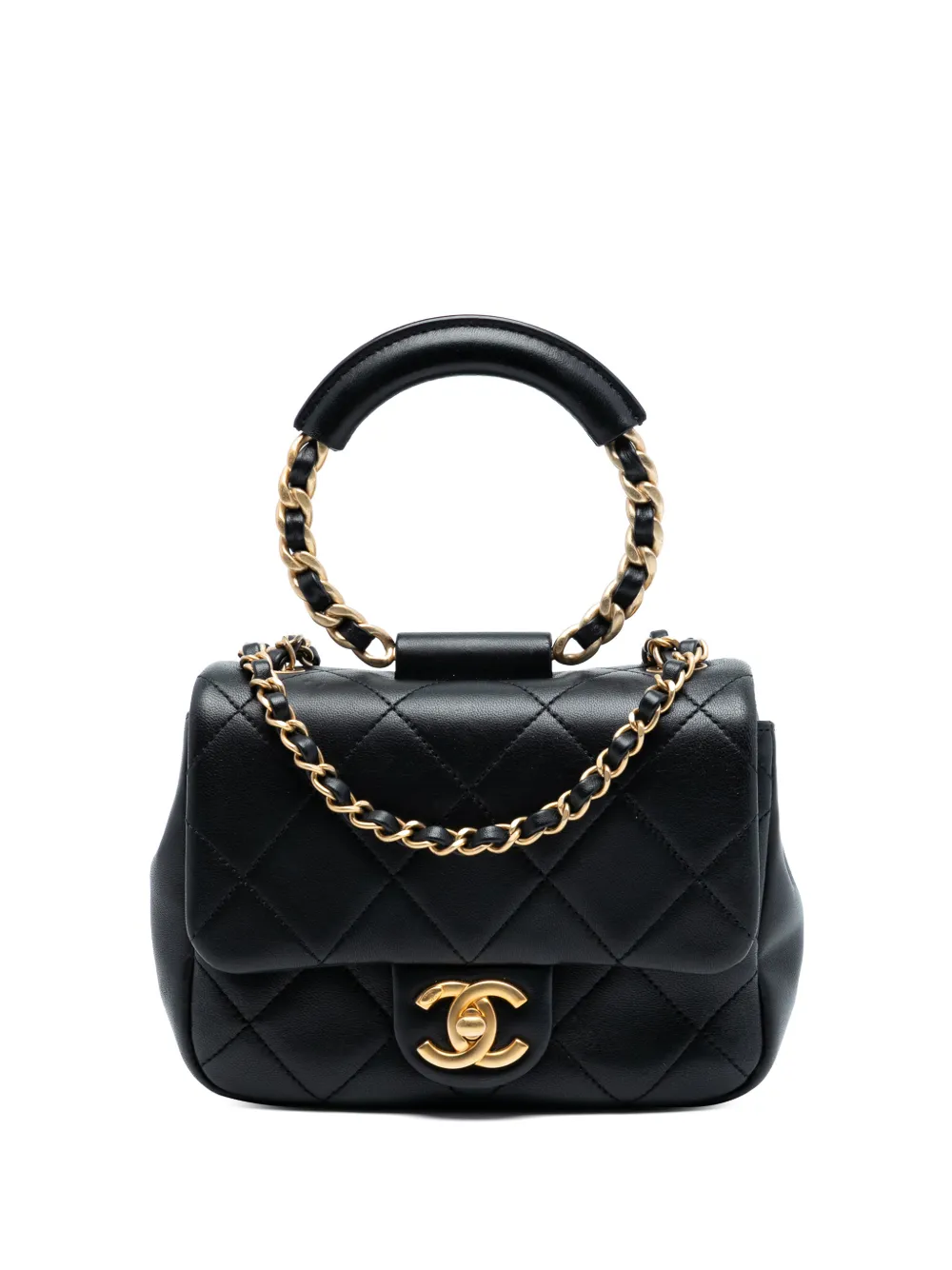 CHANEL Pre-Owned 2019 Mini Quilted Lambskin In The Loop Flap satchel - Nero