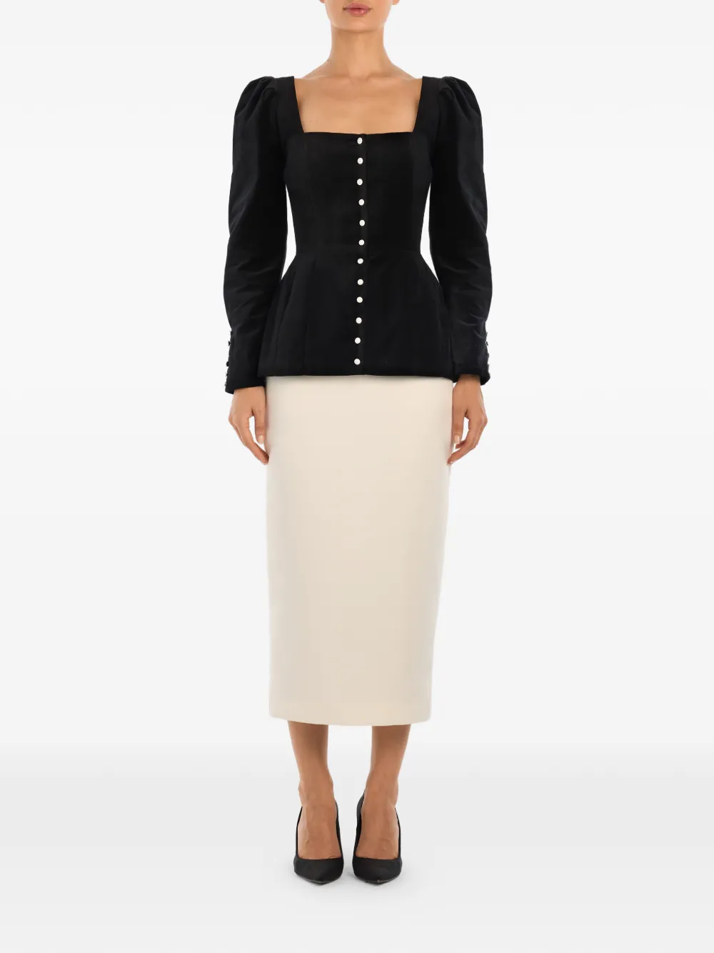  Post Meridiem Square-neck Top - Black 