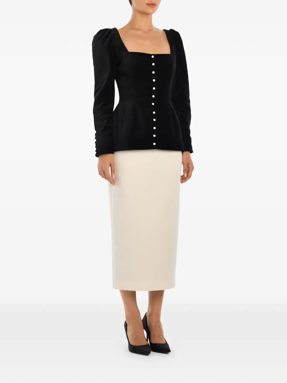  Post Meridiem Square-neck Top - Black 