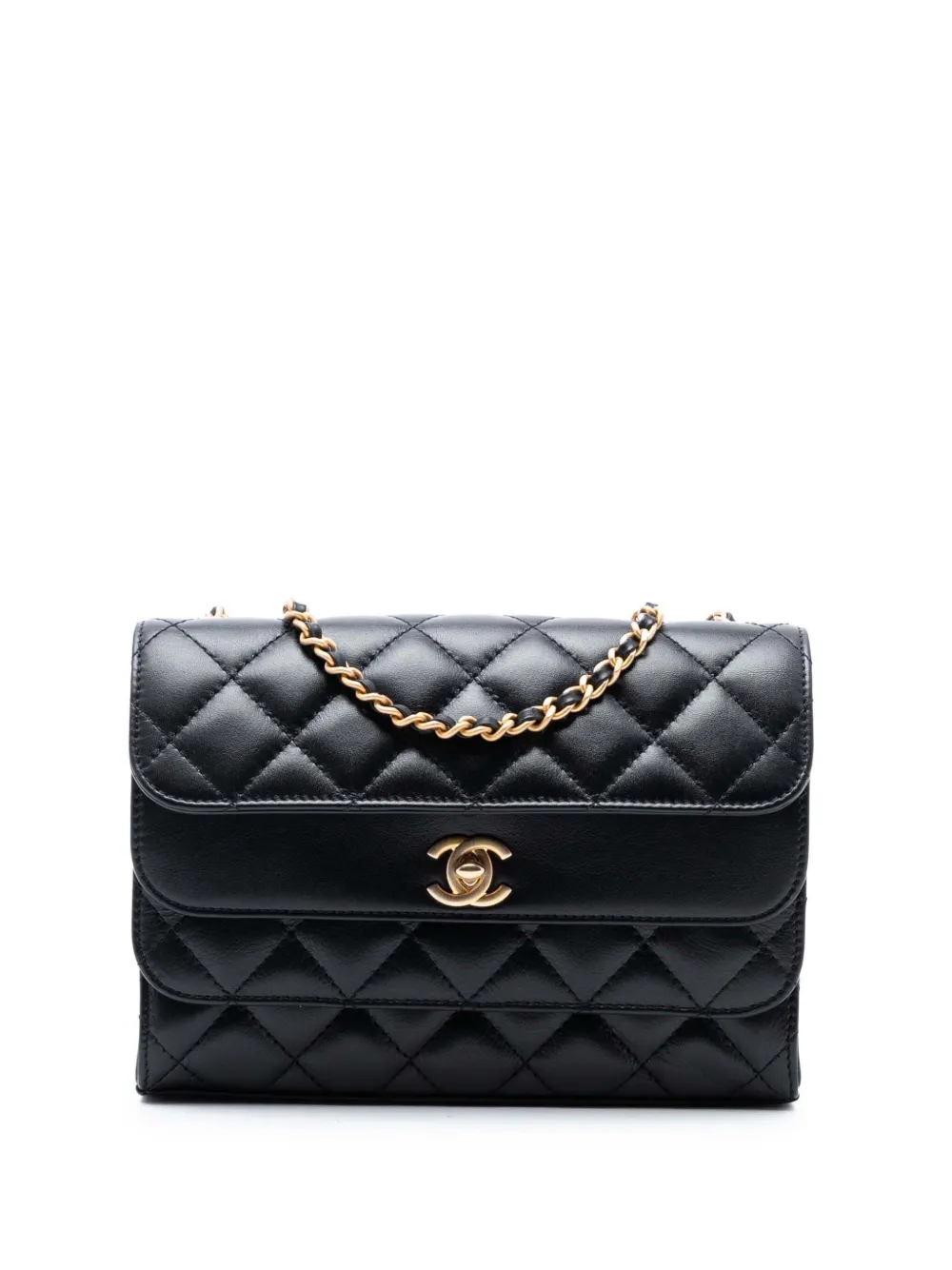 CHANEL Pre-Owned Borsa a spalla CC Triple Flap in pelle di vitello trapuntata 2019 - Nero