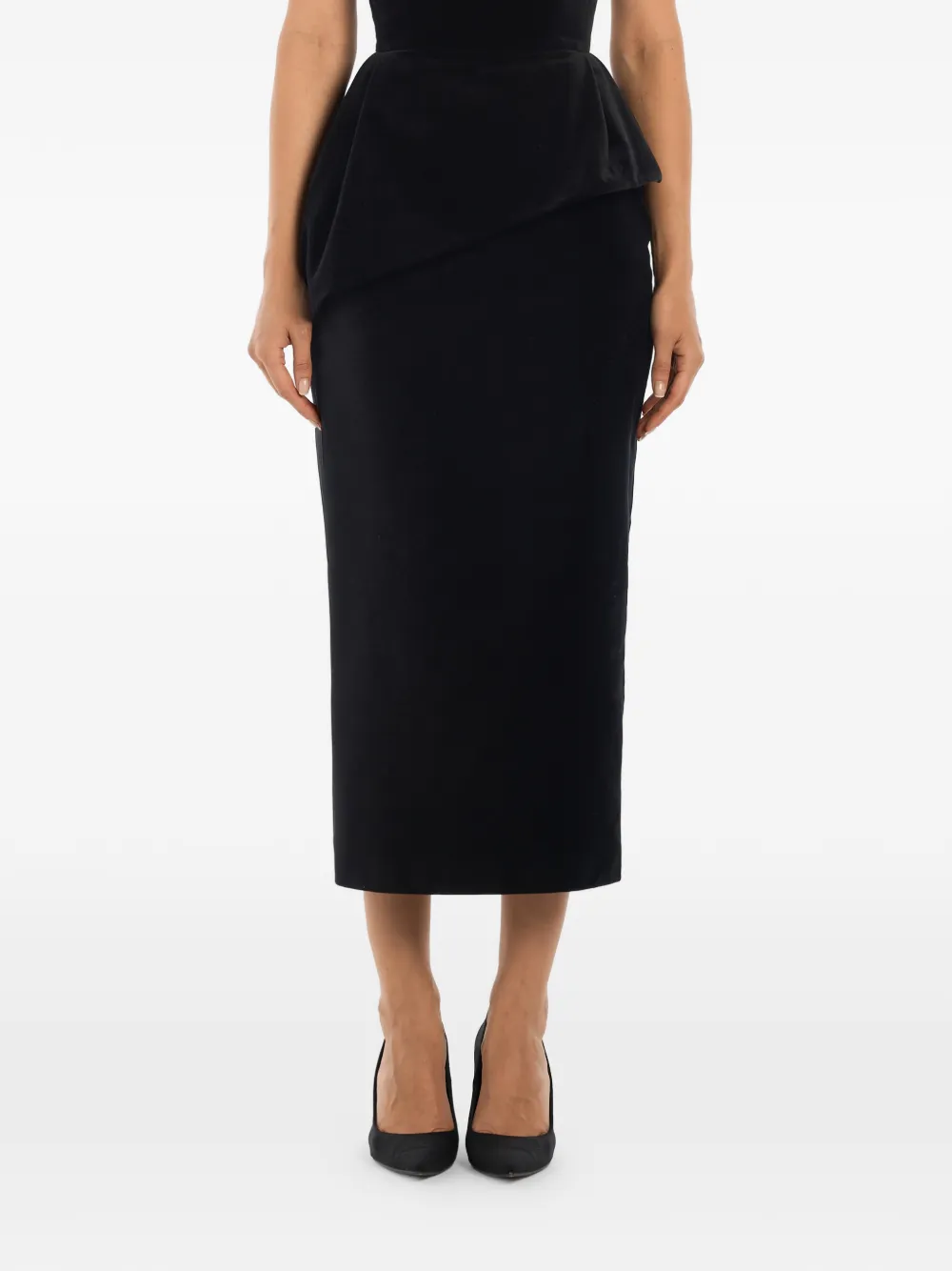 POST MERIDIEM Peplum maxi-rok Zwart