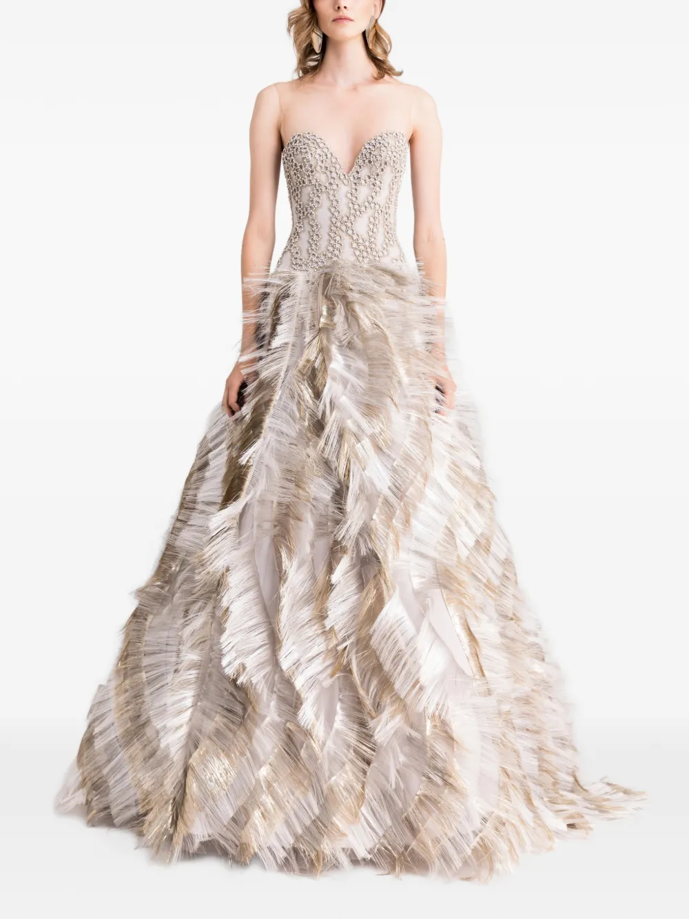 Gemy Maalouf Abito lungo senza spalline - Toni neutri