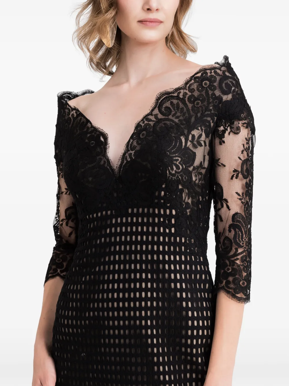 Gemy Maalouf Off-shoulder maxi-jurk met V-hals Zwart