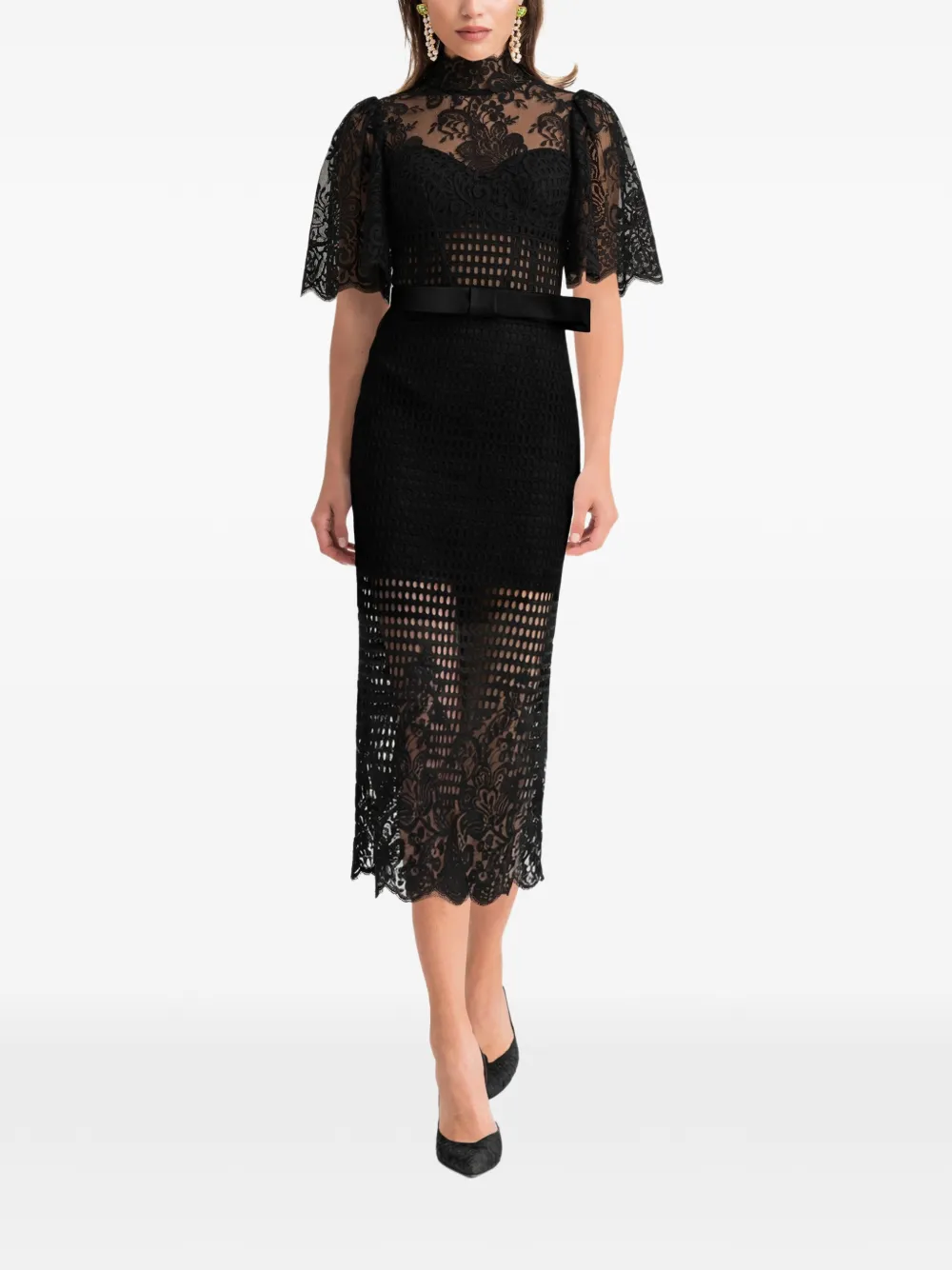 Gemy Maalouf high-neck lace dress - Nero