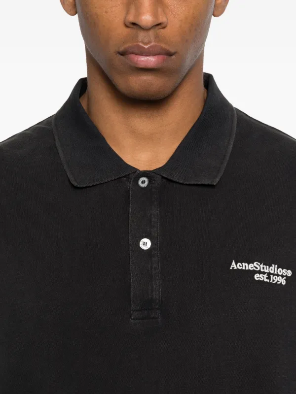 Acne Studios Washed Logo Polo | Black | FARFETCH JO